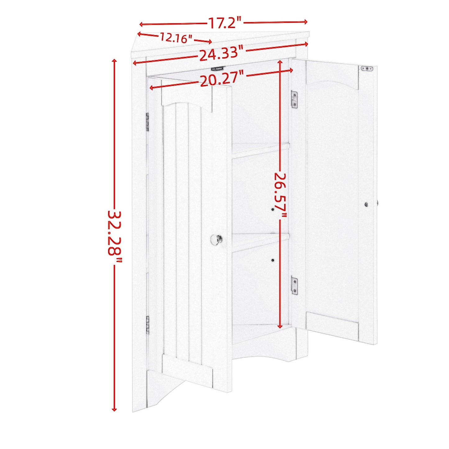 Multifunctional Sideboard Corner Cabinet w/Doors & Shelves for Bathroom, Kitchen, & Living Room - CALCUMART