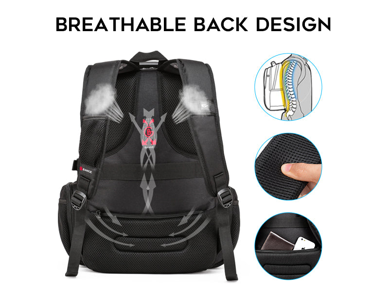 Bange Cliffwalker — Water-Resistant 17" Laptop Travel Backpack w/USB Charging Port - CALCUMART