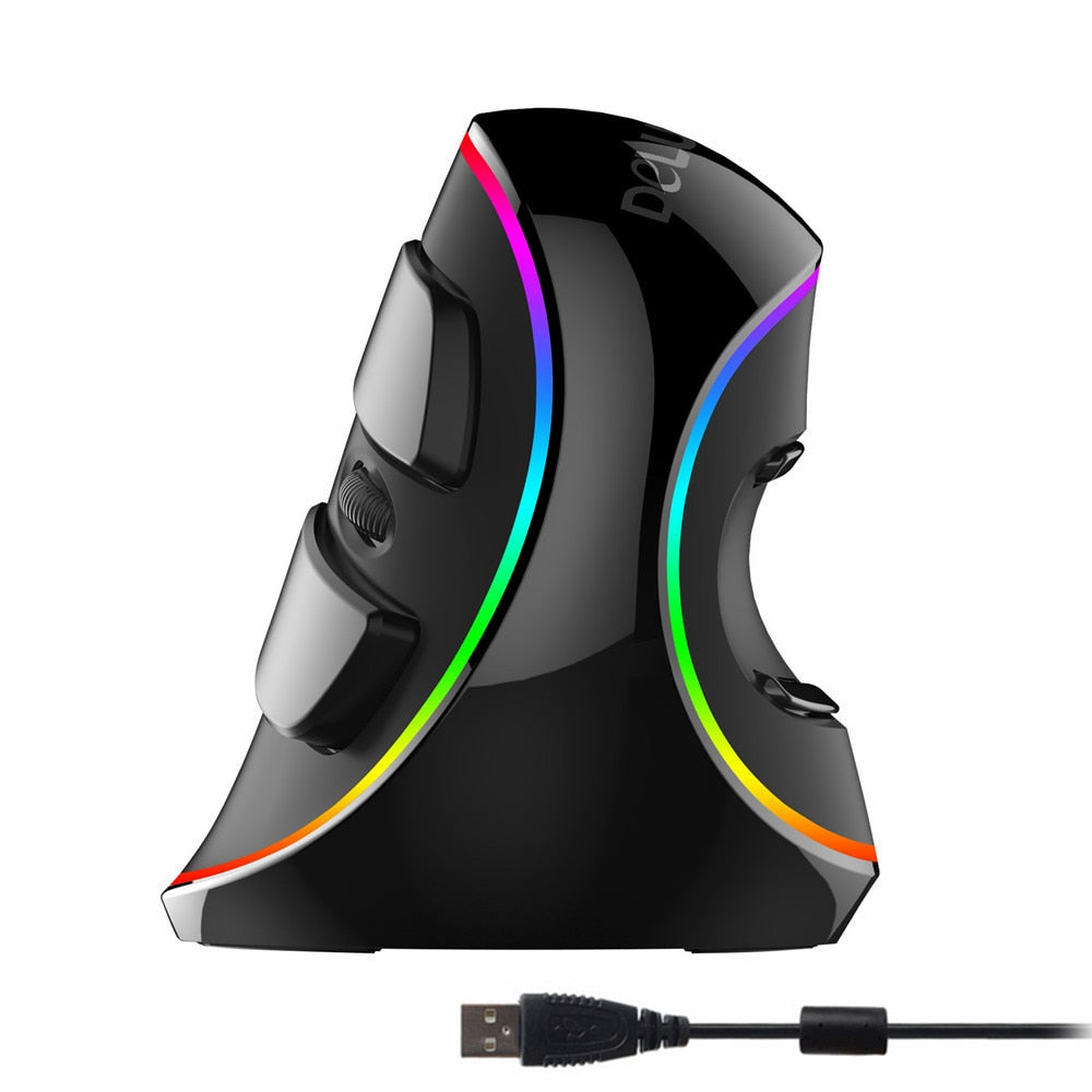 Delux M618 PLUS Ergonomic Vertical Gaming Mouse: 6 Buttons, 4000 DPI, RGB, Wired/Wireless, Right Hand Mice for PC, Laptop, Computer - CALCUMART