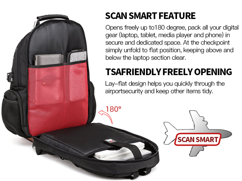 Bange Cliffwalker — Water-Resistant 17" Laptop Travel Backpack w/USB Charging Port - CALCUMART