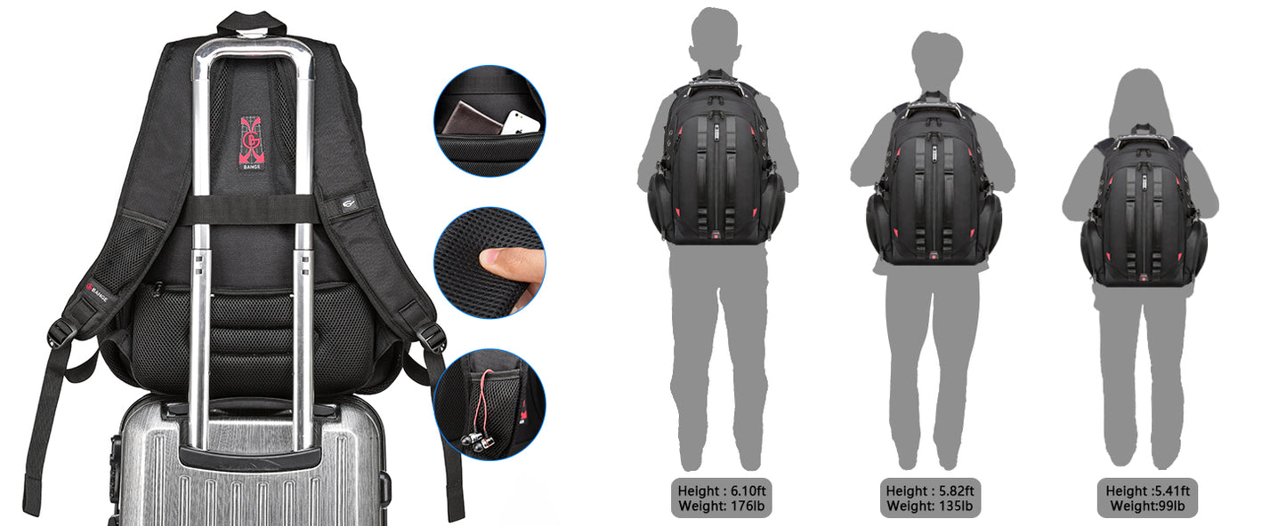 Bange Cliffwalker — Water-Resistant 17" Laptop Travel Backpack w/USB Charging Port - CALCUMART