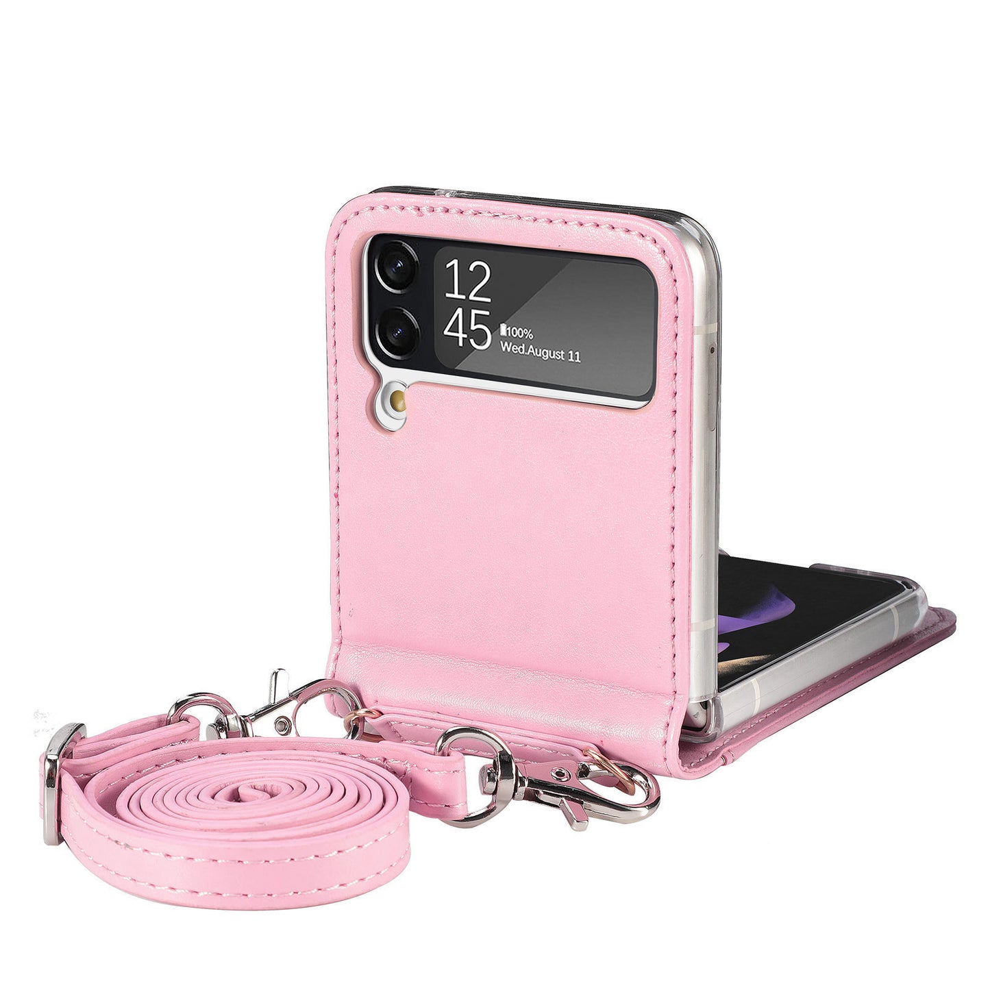 Samsung Galaxy Folding Z Flip3 Embossed Wallet Card Protective Faux Leather Case – Premium Quality and Stylish Design - CALCUMART