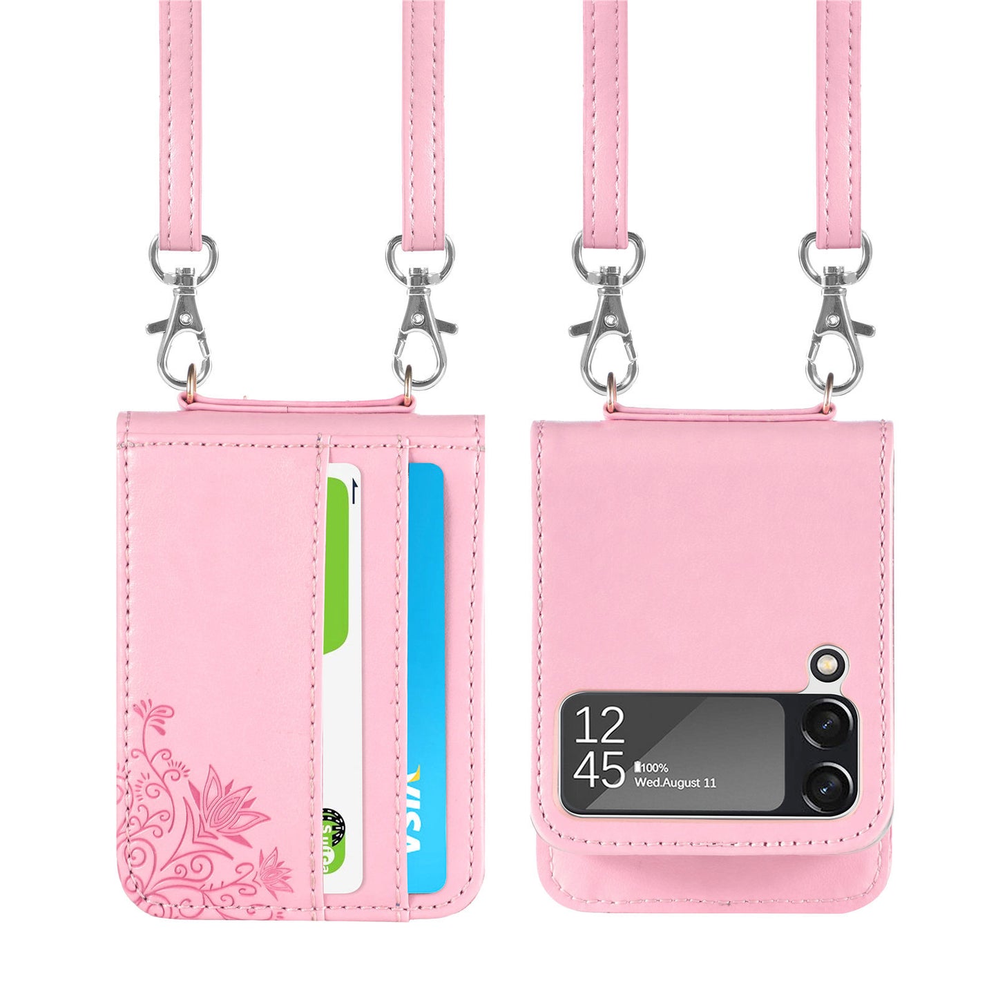 Samsung Galaxy Folding Z Flip3 Embossed Wallet Card Protective Faux Leather Case – Premium Quality and Stylish Design - CALCUMART