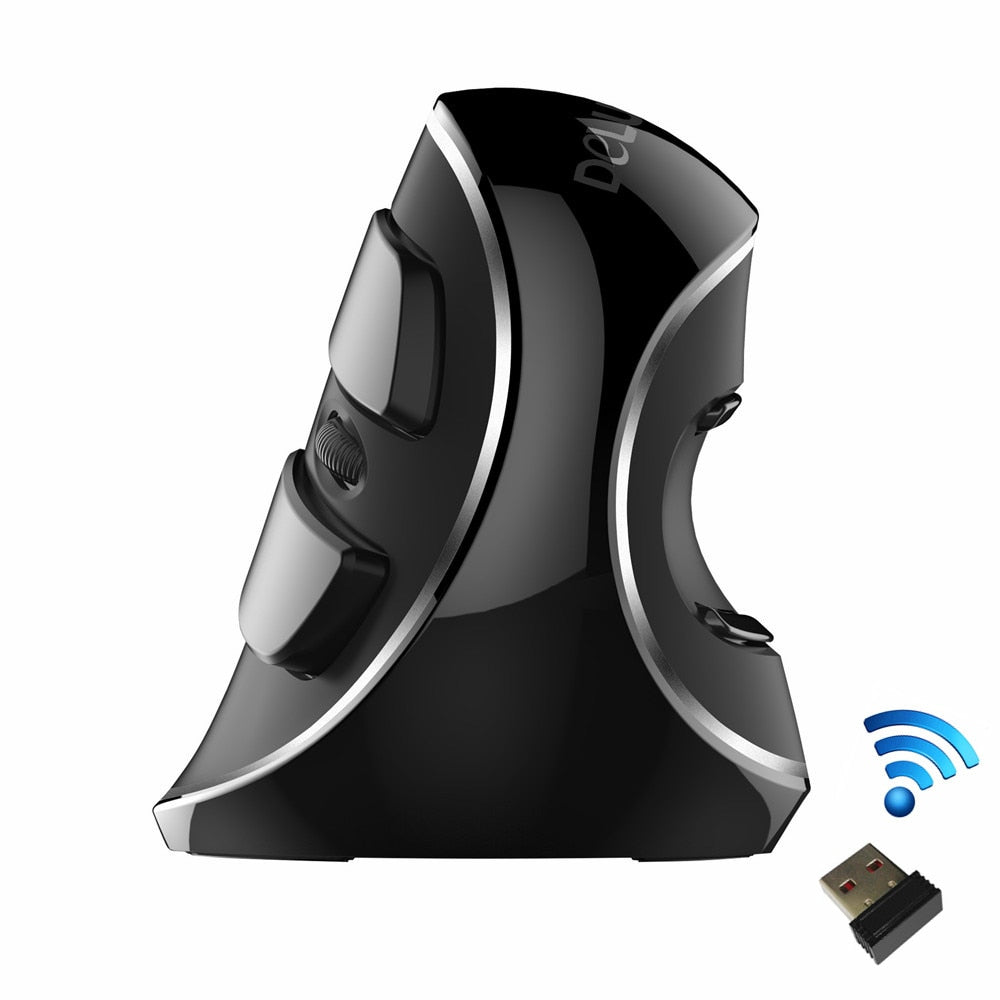 Delux M618 PLUS Ergonomic Vertical Gaming Mouse: 6 Buttons, 4000 DPI, RGB, Wired/Wireless, Right Hand Mice for PC, Laptop, Computer - CALCUMART