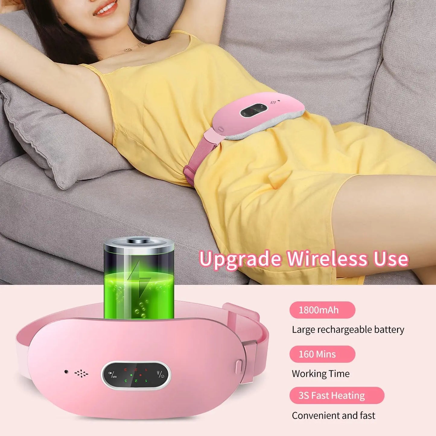 Women's Menstrual Heating Pad - Heating Massage Belt, Abdominal Massager, Warm Palace Electric Pain Relief Device - CALCUMART