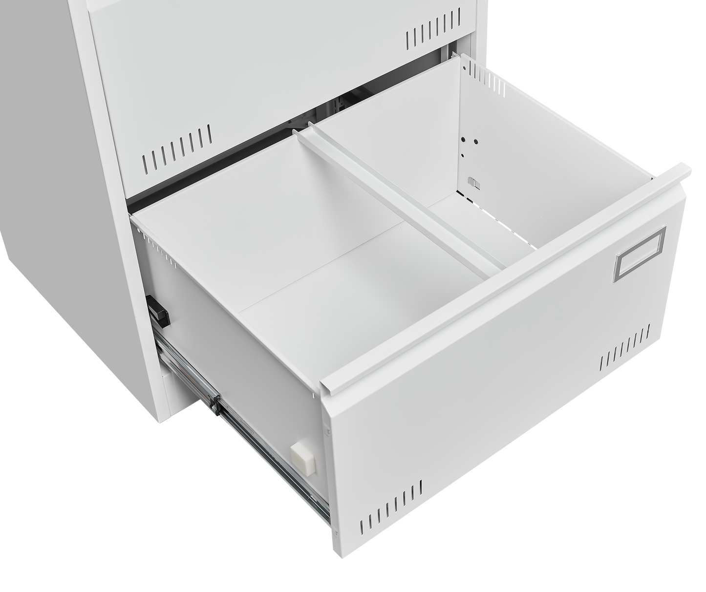White Horizontal File Cabinet w/Lock - 2 Drawer Metal Filing Cabinet for Legal Documents & Office Use - CALCUMART