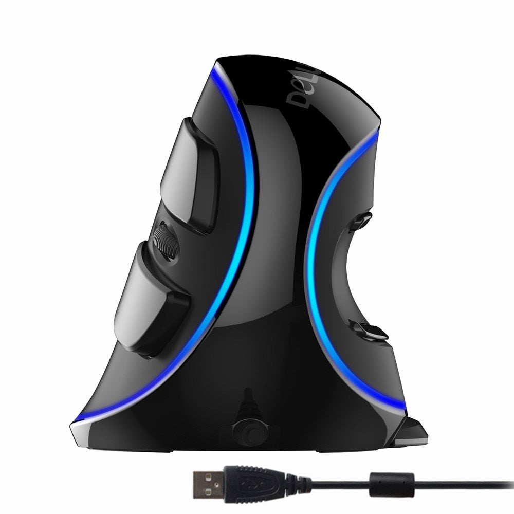 Delux M618 PLUS Ergonomic Vertical Gaming Mouse: 6 Buttons, 4000 DPI, RGB, Wired/Wireless, Right Hand Mice for PC, Laptop, Computer - CALCUMART