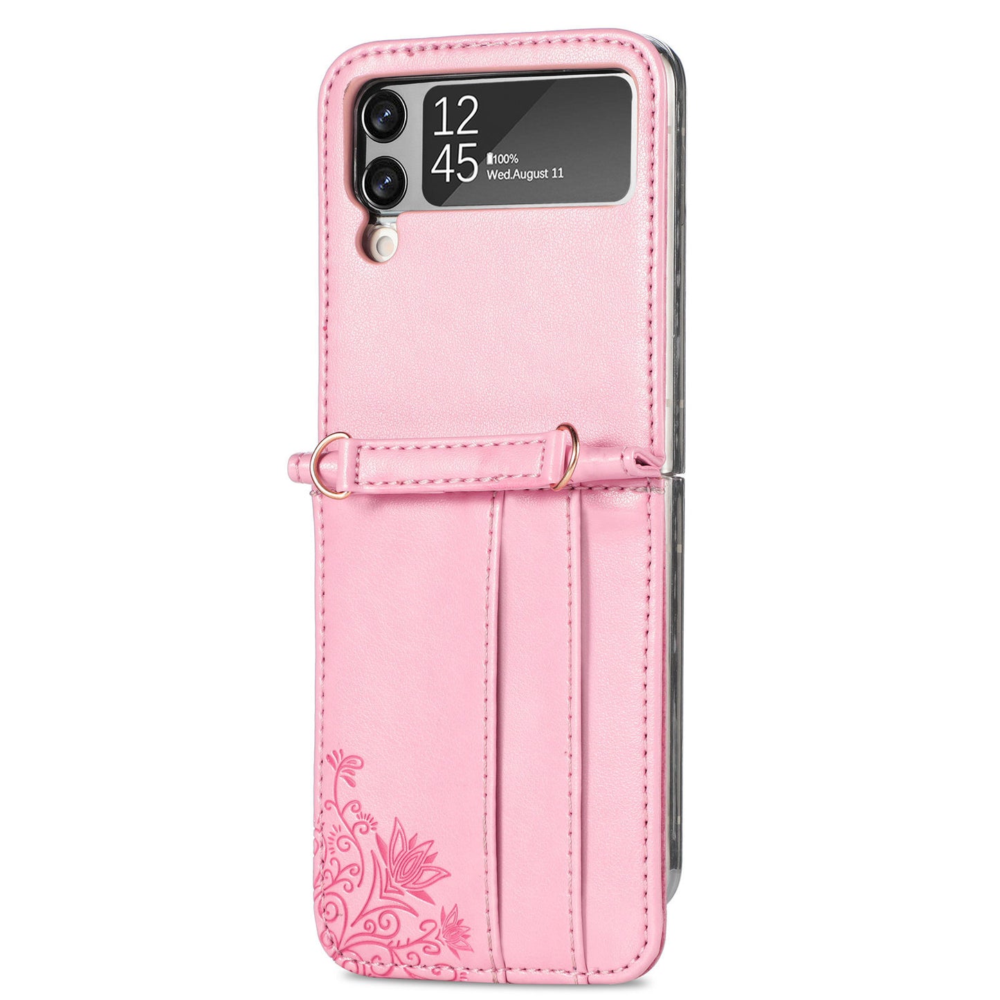 Samsung Galaxy Folding Z Flip3 Embossed Wallet Card Protective Faux Leather Case – Premium Quality and Stylish Design - CALCUMART