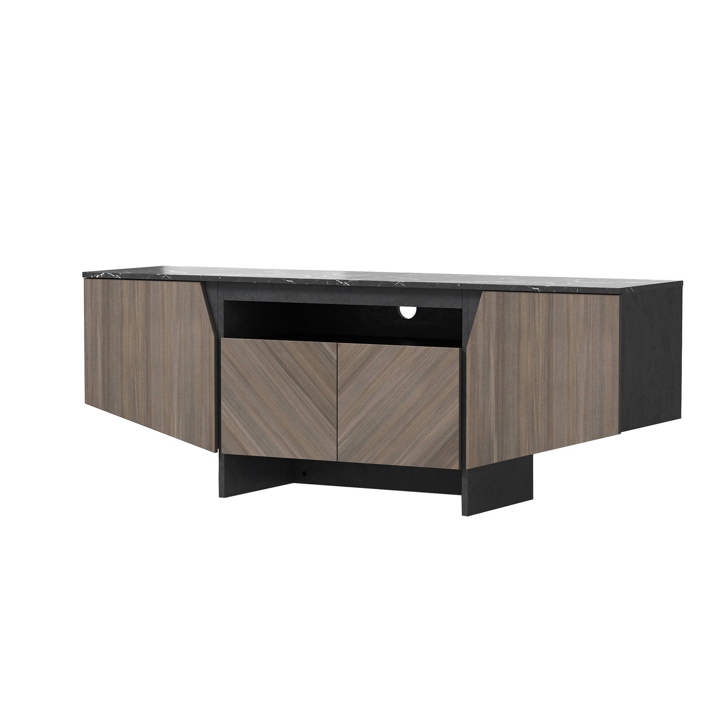 63-Inch TV Stand with LED Lights, Storage Cabinet, Shelves — Entertainment Center for Living Room & Bedroom - CALCUMART