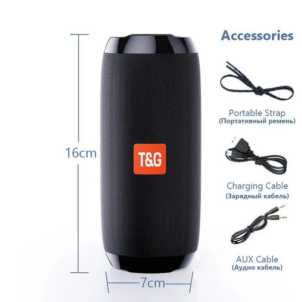 T&G Portable Wireless Bluetooth Speaker - 3D Stereo Sound System w/TF, AUX, & USB Inputs - CALCUMART