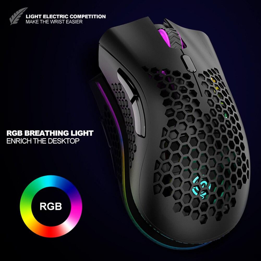 BM600 2.4GHz Wireless Gaming Mouse with 7 Buttons, RGB Backlit, 1600 DPI, Rechargeable, and Honeycomb Design - CALCUMART