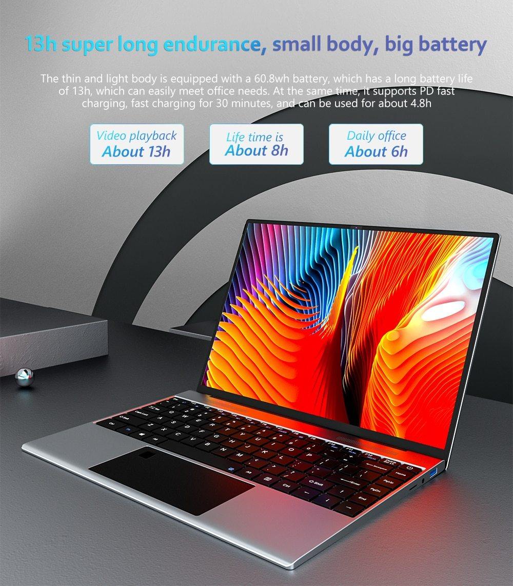 13.5" KUU YoBook Metal Laptop with 3K IPS Display, Intel Pentium J3710, 4GB RAM, 128GB SSD, Windows 10, WiFi, and Type-C Connectivity - CALCUMART