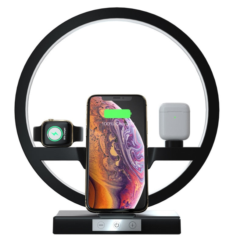 3-in-1 Qi Fast Wireless Charger Dock: iPhone 11 Pro Max, Apple Watch, AirPods Charger with LED Lamp [FREE SHIPPING] - CALCUMART