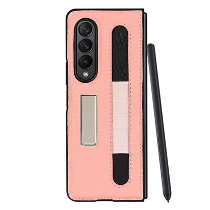 Phone Case with Protective Sleeve, Lychee Pen Bag, and 5G Bracket for Samsung Galaxy Z Fold3 - CALCUMART
