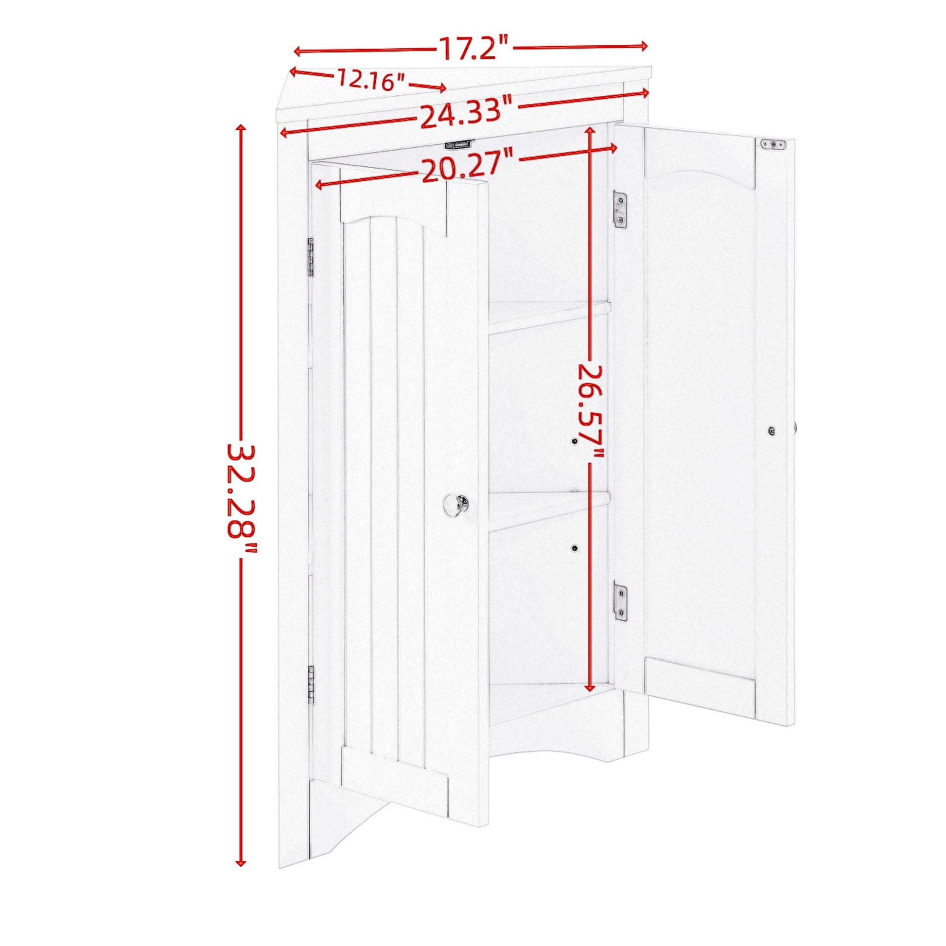 Multifunctional Sideboard Corner Cabinet w/Doors & Shelves for Bathroom, Kitchen, & Living Room - CALCUMART