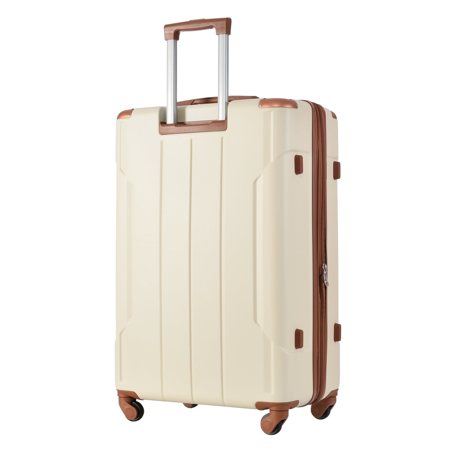 24'' Lightweight Expandable Hardshell Spinner Suitcase, ABS, Brown & White, w/TSA Lock (Single Luggage) - CALCUMART
