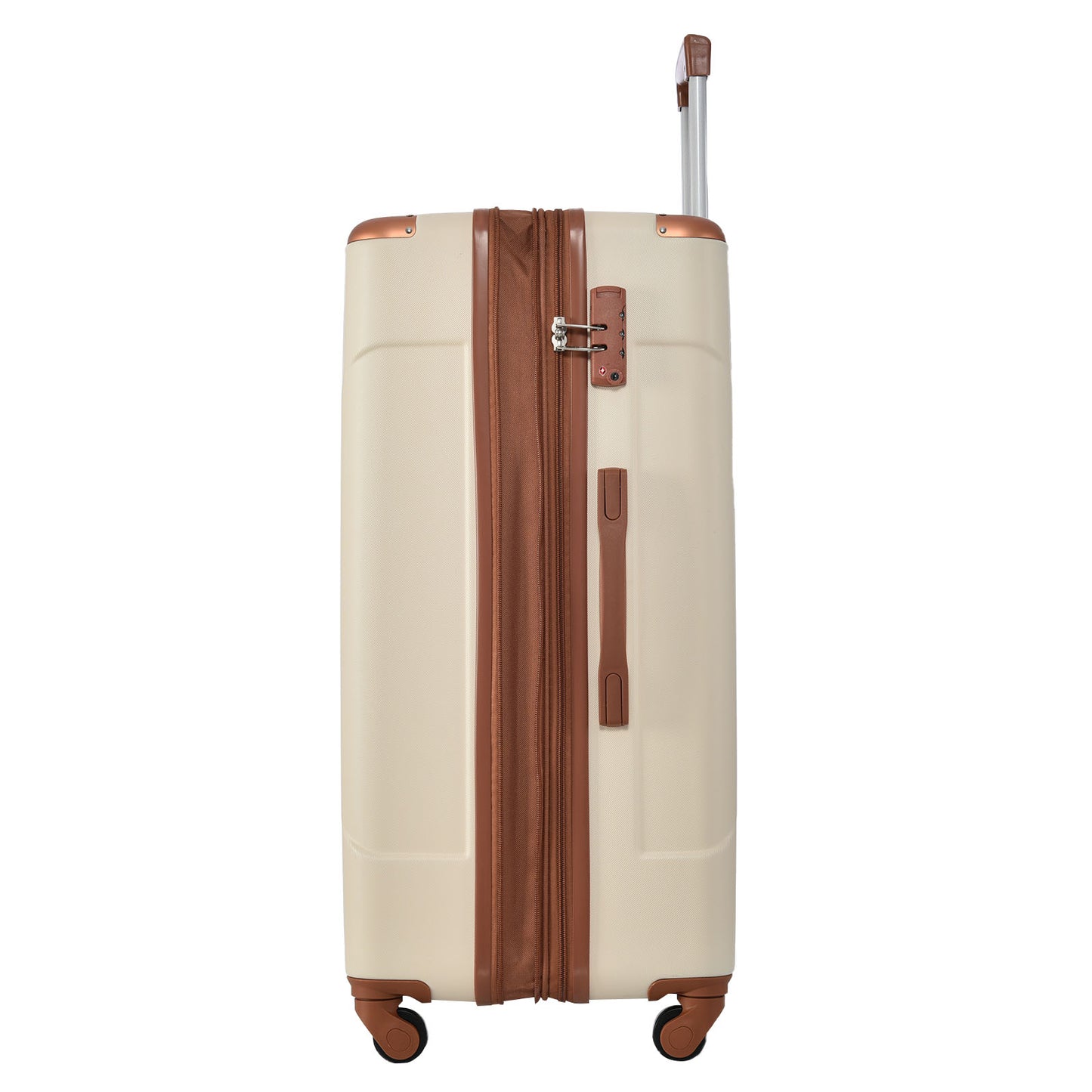 24'' Lightweight Expandable Hardshell Spinner Suitcase, ABS, Brown & White, w/TSA Lock (Single Luggage) - CALCUMART