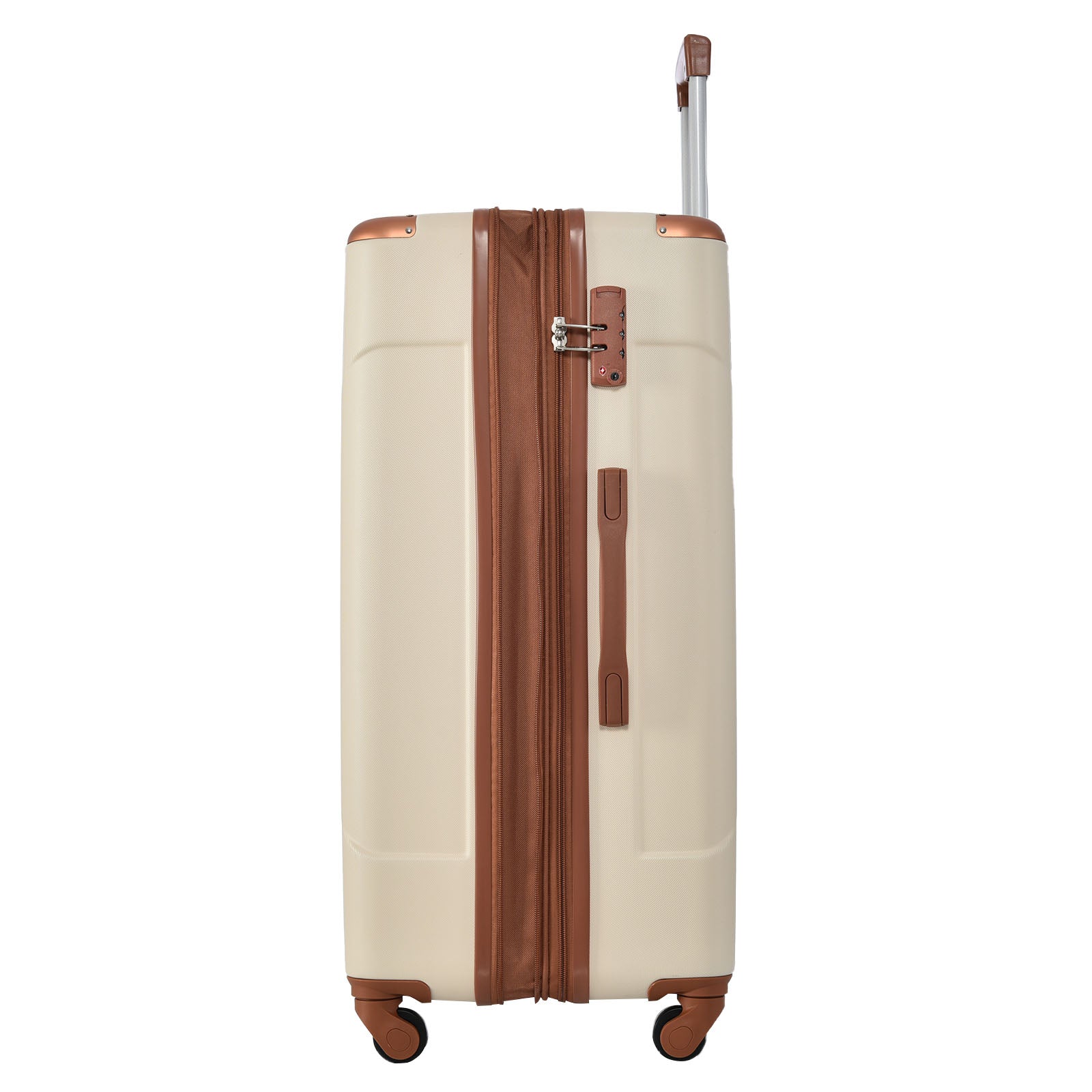 24'' Lightweight Expandable Hardshell Spinner Suitcase, ABS, Brown & White, w/TSA Lock (Single Luggage) - CALCUMART