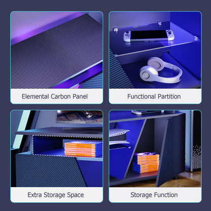 Ultimate Gaming TV Stand — LED Lights, USB Ports & Power Outlet for 75" TVs & Gaming Consoles - CALCUMART