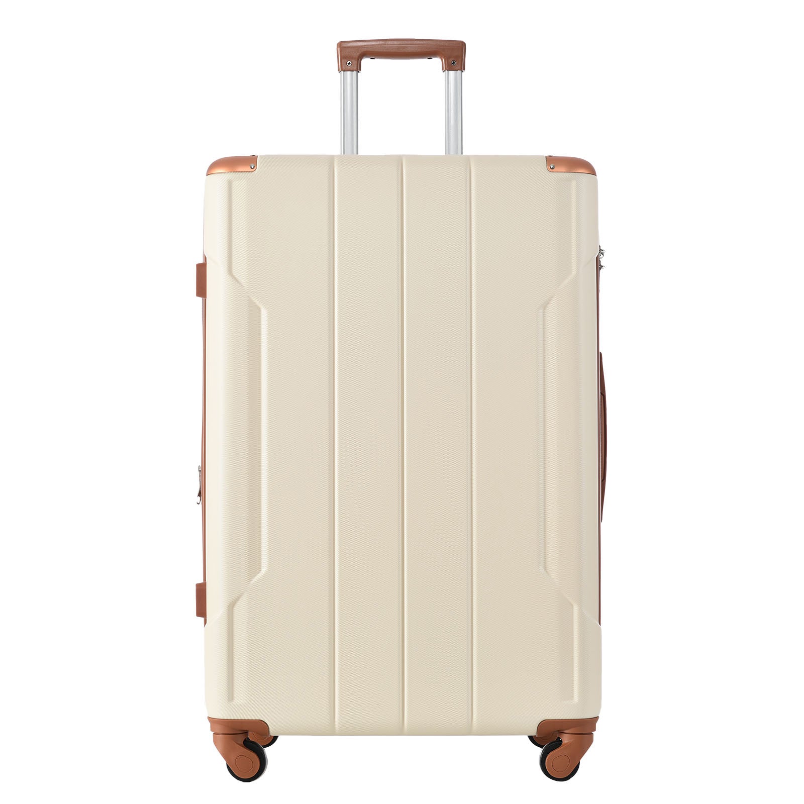 24'' Lightweight Expandable Hardshell Spinner Suitcase, ABS, Brown & White, w/TSA Lock (Single Luggage) - CALCUMART
