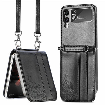 Samsung Galaxy Folding Z Flip3 Embossed Wallet Card Protective Faux Leather Case – Premium Quality and Stylish Design - CALCUMART