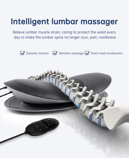 Lumbar Traction Inflatable Hot Compress Waist Massager with Back and Cervical Stretcher, Air Pressure Massage for Pain Reduction and Relief - CALCUMART