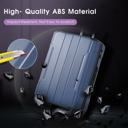 24'' Lightweight Expandable Hardshell Spinner Suitcase, ABS, Blue, w/TSA Lock (Single Luggage) - CALCUMART