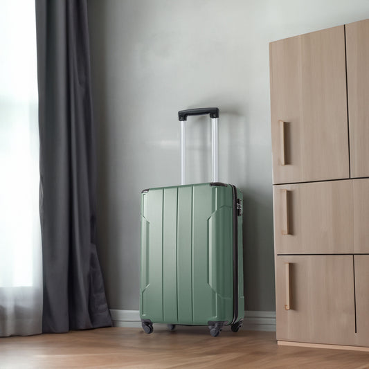 24'' Lightweight Expandable Hardshell Spinner Suitcase, ABS, Green, w/TSA Lock (Single Luggage) - CALCUMART