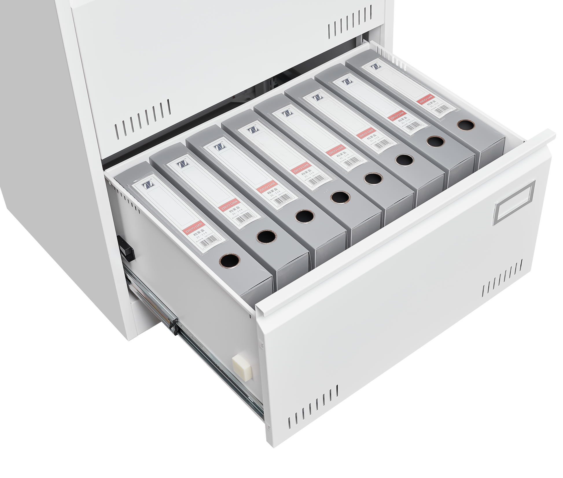 White Horizontal File Cabinet w/Lock - 2 Drawer Metal Filing Cabinet for Legal Documents & Office Use - CALCUMART