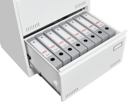 White Horizontal File Cabinet w/Lock - 2 Drawer Metal Filing Cabinet for Legal Documents & Office Use - CALCUMART