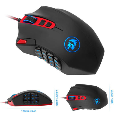 Redragon M686 Varanus USB Gaming Mouse - 16400 DPI, 19 Buttons, Ergonomic Design for Desktop Computer Accessories, Programmable Gamer PC - CALCUMART