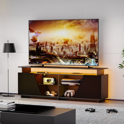 Ultimate Gaming TV Stand — LED Lights, USB Ports & Power Outlet for 75" TVs & Gaming Consoles - CALCUMART