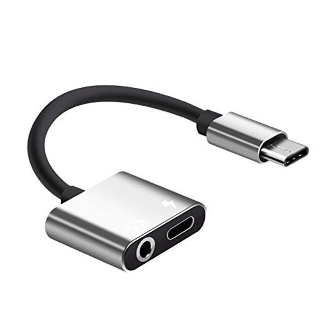 2x Dual-Function USB Type-C Adapters: Earphones Charging Splitter with 3.5mm Headphone Jack Audio Aux - CALCUMART