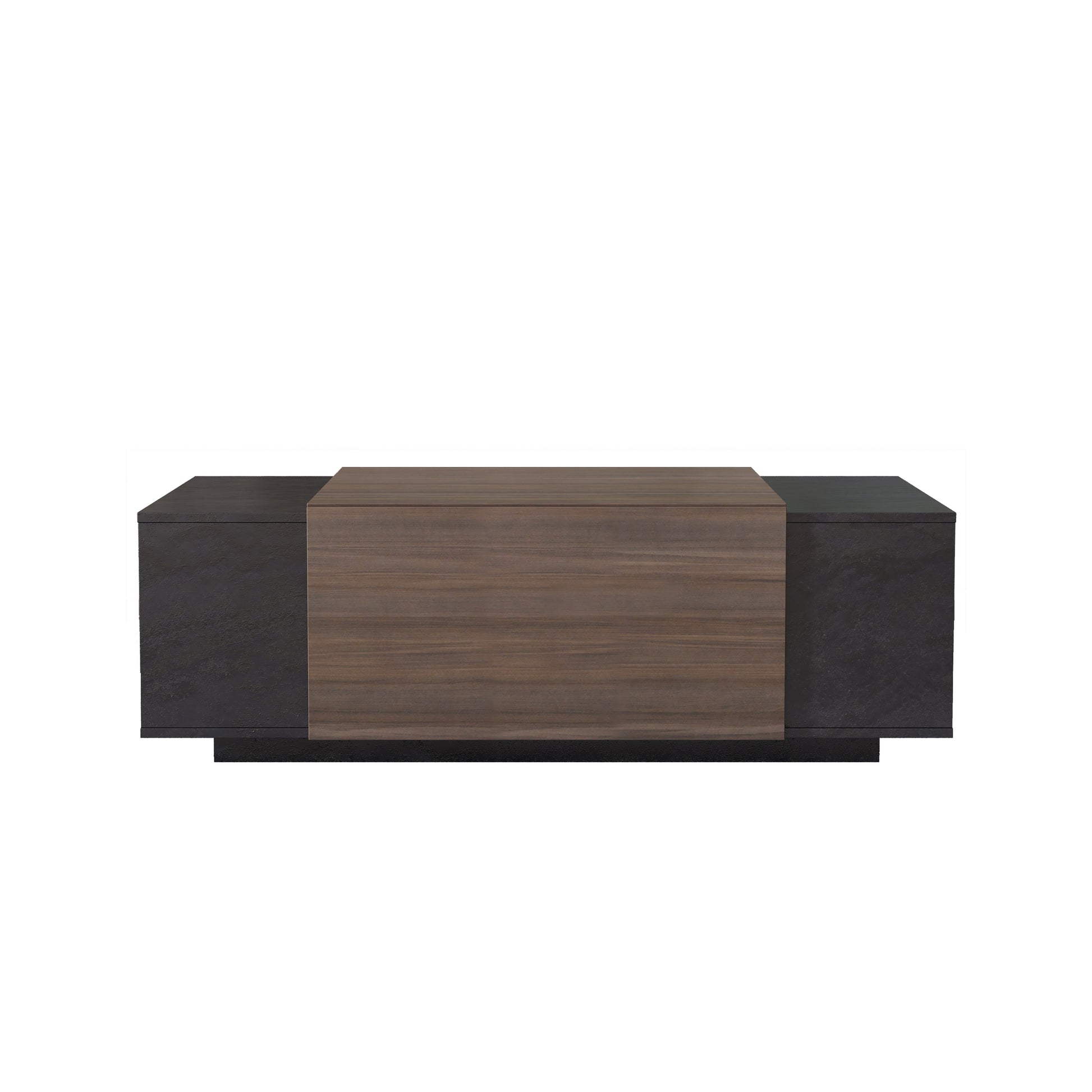 47-Inch Modern Farmhouse Drawer Coffee & Texture Black Table for Living Room or Office - CALCUMART