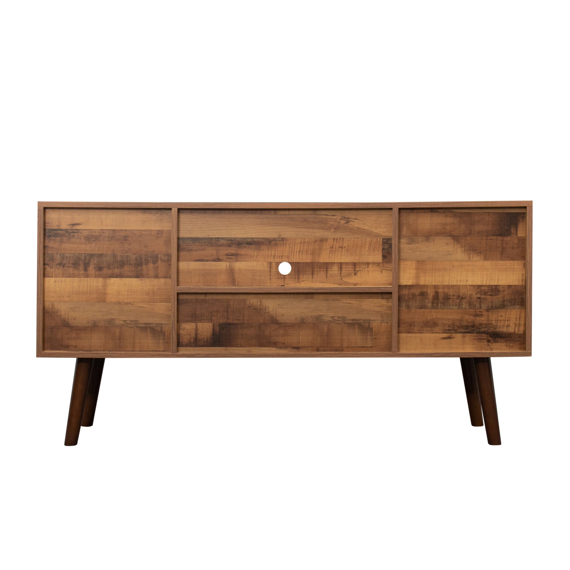 Premium TV Stand w/ High-Quality Particle Board and Fir Wood, 1 Storage Cabinet & 2 Shelves - CALCUMART