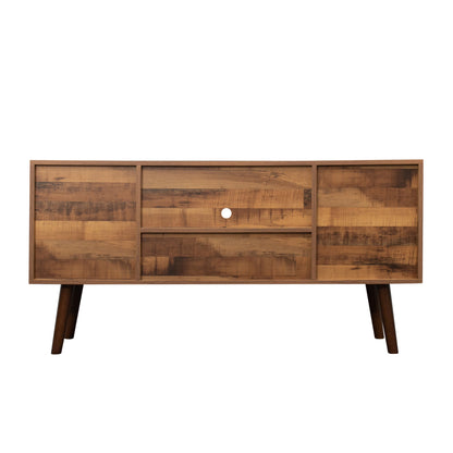Premium TV Stand w/ High-Quality Particle Board and Fir Wood, 1 Storage Cabinet & 2 Shelves - CALCUMART