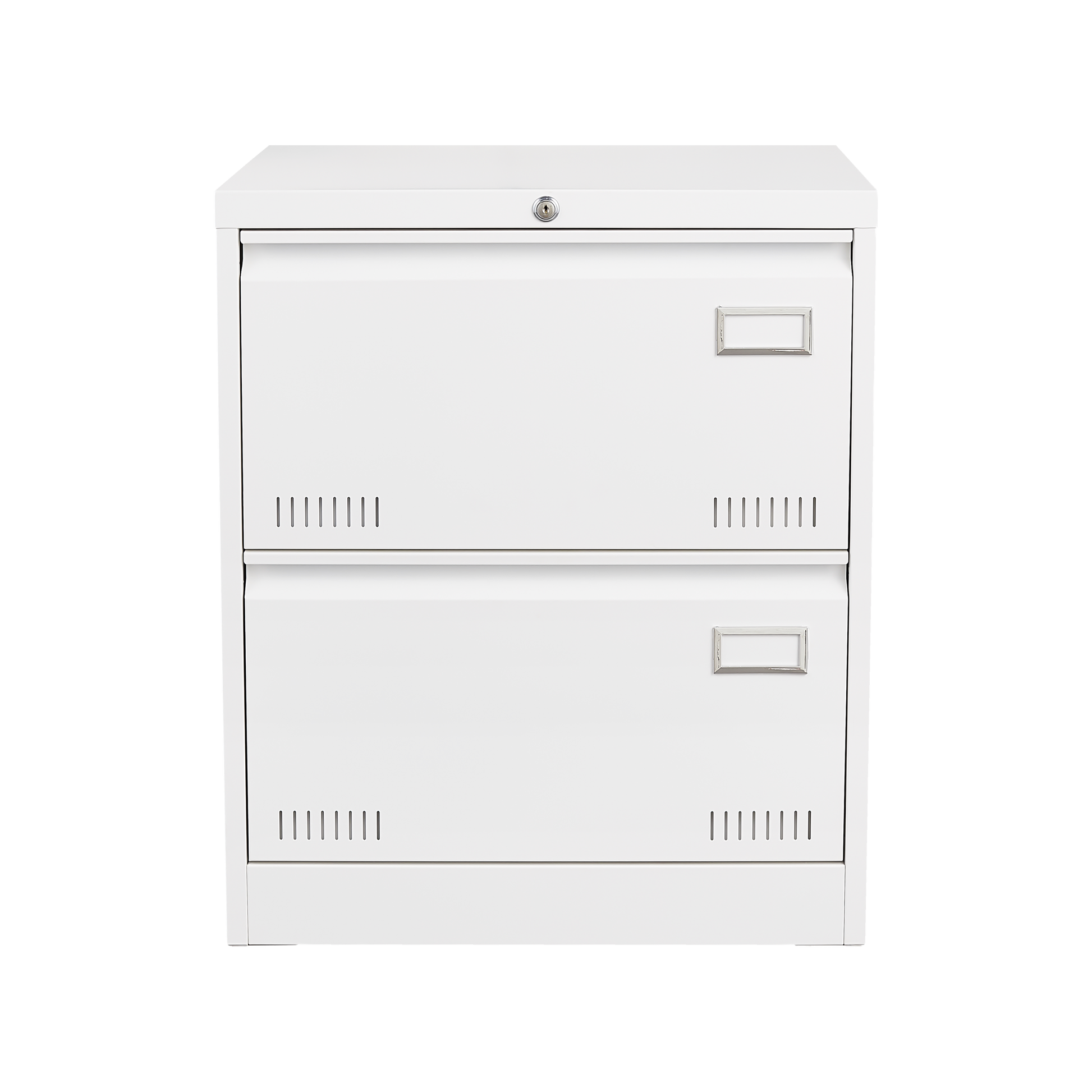 White Horizontal File Cabinet w/Lock - 2 Drawer Metal Filing Cabinet for Legal Documents & Office Use - CALCUMART
