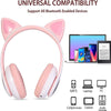 STN-28 Foldable Over Ear Music Headset with Glowing Cat Ear Headphones, Wireless BT5.0 Earphone, Mic, and LED Lights for PC and Mobile Devices - CALCUMART
