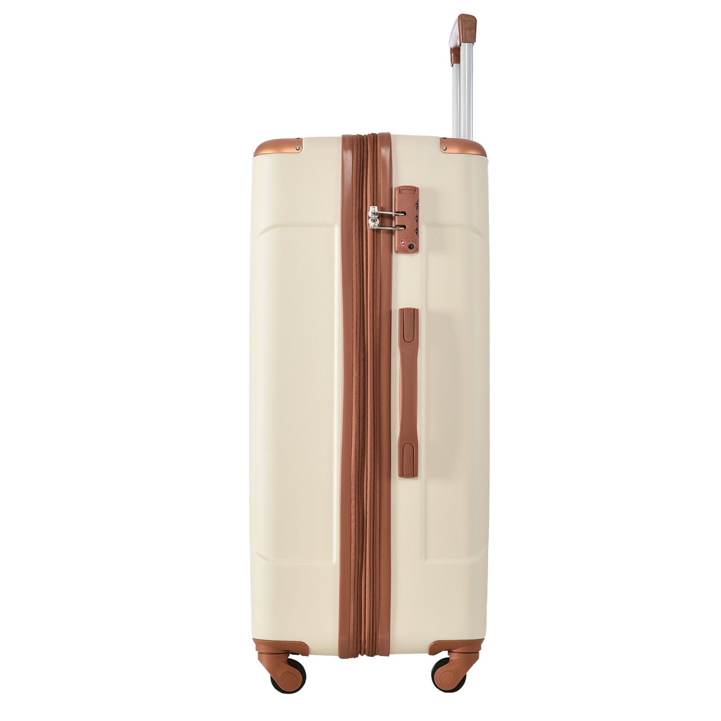 24'' Lightweight Expandable Hardshell Spinner Suitcase, ABS, Brown & White, w/TSA Lock (Single Luggage) - CALCUMART