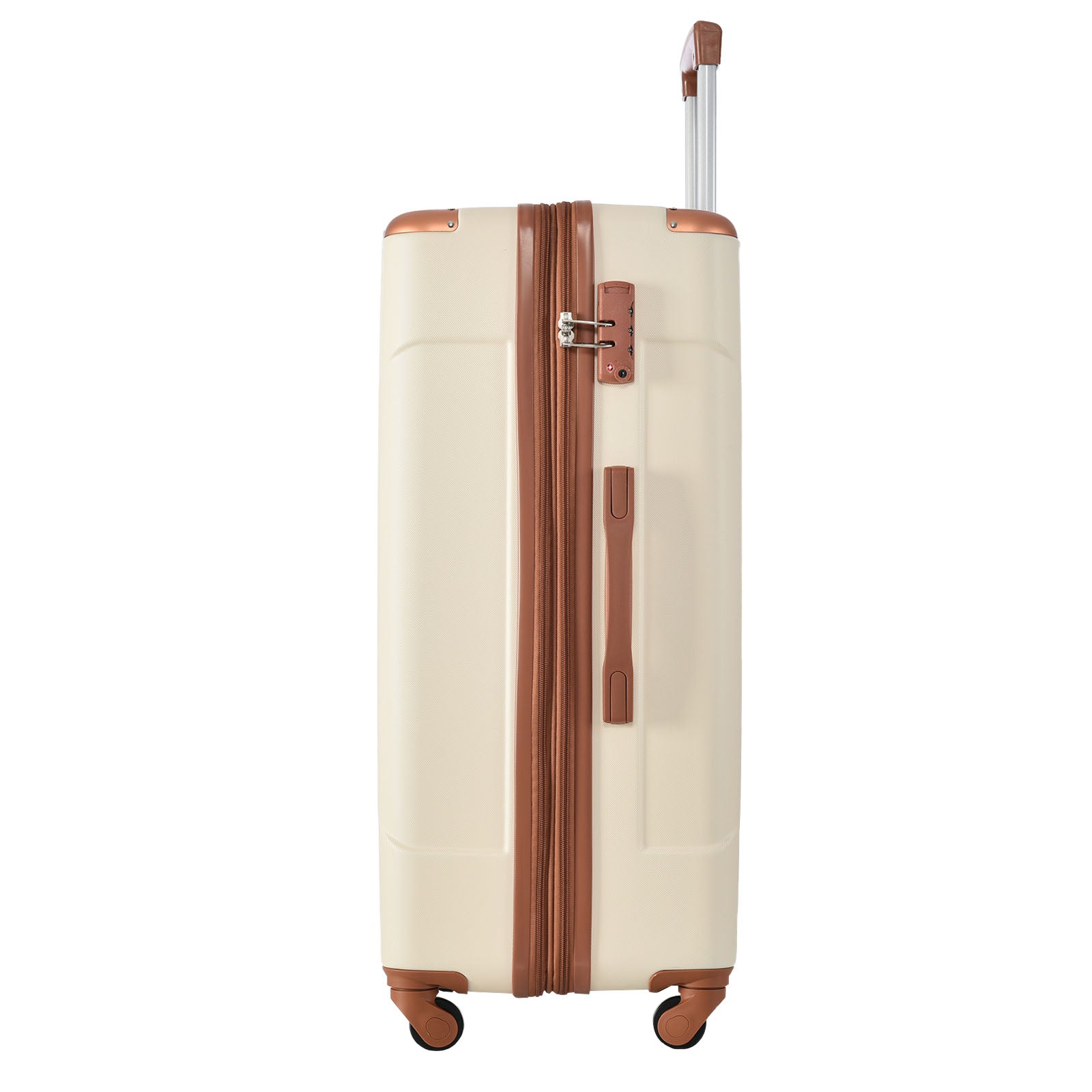 24'' Lightweight Expandable Hardshell Spinner Suitcase, ABS, Brown & White, w/TSA Lock (Single Luggage) - CALCUMART