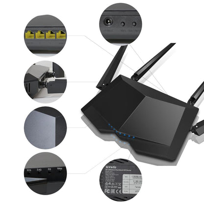 Tenda AC6 Dual-Band 11AC Wireless WiFi Router - 1200Mbps, Repeater, 2.4GHz/5GHz, APP Remote Control, US/EU Firmware, RU Customization - CALCUMART