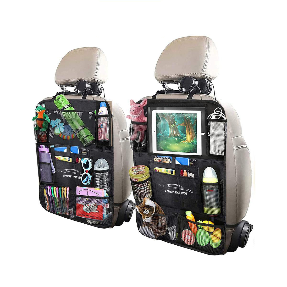 Multi-Functional Car Seat Back Storage Bag - Oxford Cloth, Hook Installation, Anti-Kick Pad - CALCUMART