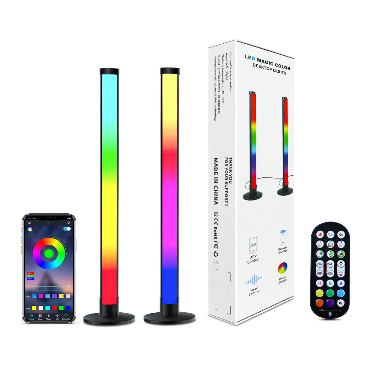 LED Magic 48-Colors Desktop Lights USB Interface 2.4G Atmosphere Light E-Sports Music Color Lights for Computer and TV with Remote Control - CALCUMART