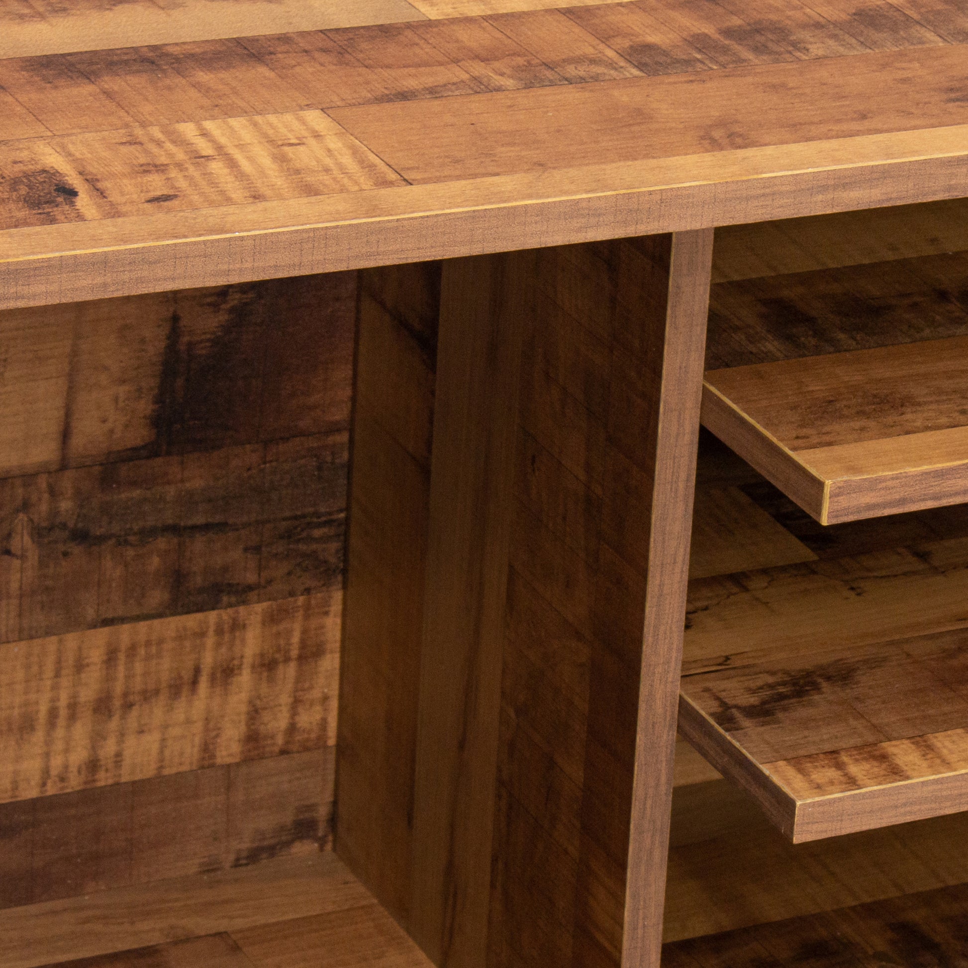 Premium TV Stand w/ High-Quality Particle Board and Fir Wood, 1 Storage Cabinet & 2 Shelves - CALCUMART