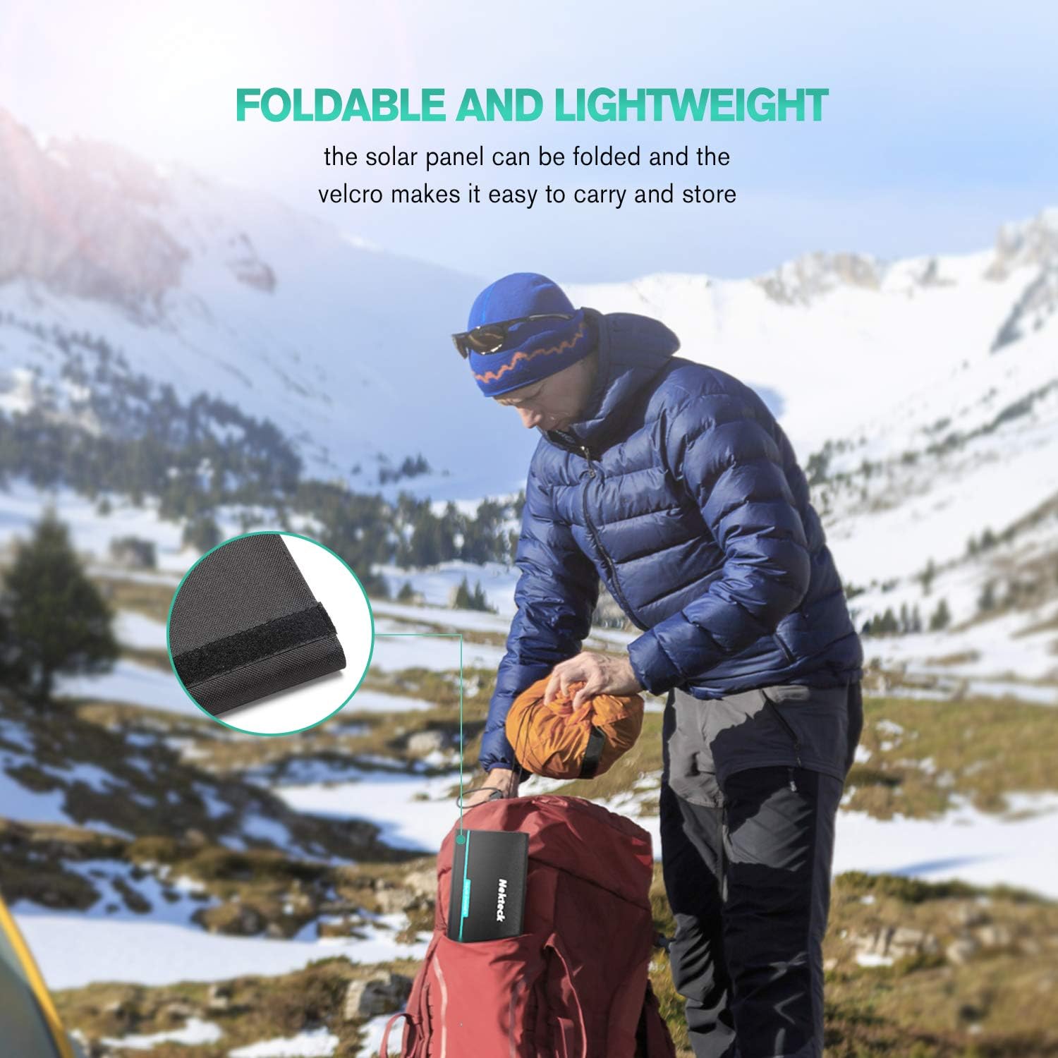 Nekteck 28W Portable Solar Charger with 2 USB Ports - IPX4 Waterproof for Hiking, Camping, and More - Compatible with iPhone, iPad, Samsung Galaxy, and Cameras - CALCUMART