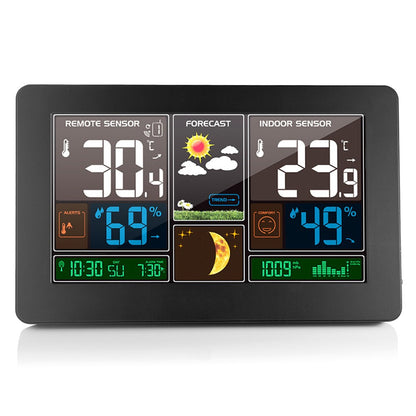 Vivid Screen Weather Clock 3378: Weather Forecast, Radio Wave, Indoor/Outdoor Temperature LED Electronic Clock - CALCUMART