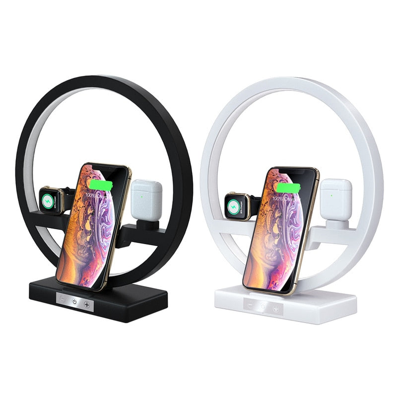 3-in-1 Qi Fast Wireless Charger Dock: iPhone 11 Pro Max, Apple Watch, AirPods Charger with LED Lamp [FREE SHIPPING] - CALCUMART