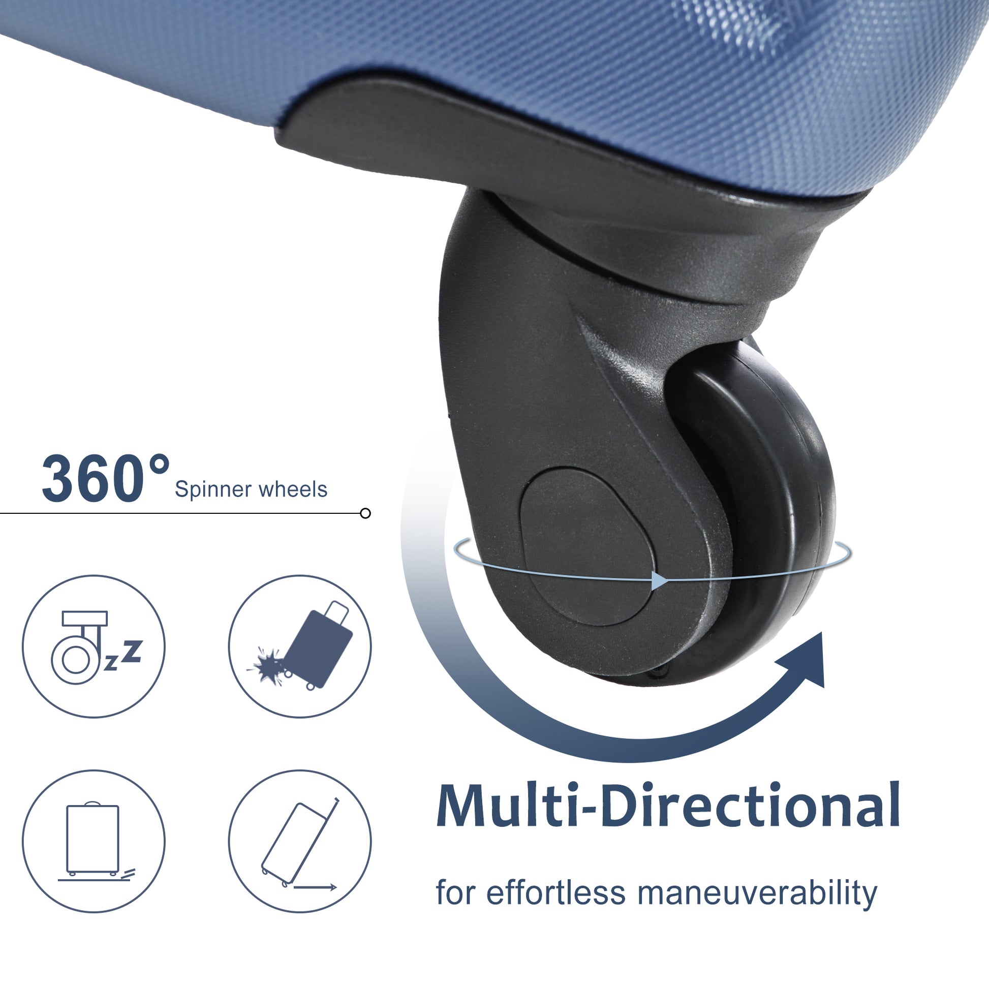 24'' Lightweight Expandable Hardshell Spinner Suitcase, ABS, Blue, w/TSA Lock (Single Luggage) - CALCUMART