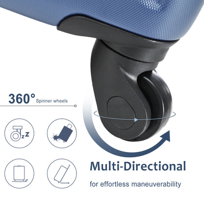 24'' Lightweight Expandable Hardshell Spinner Suitcase, ABS, Blue, w/TSA Lock (Single Luggage) - CALCUMART