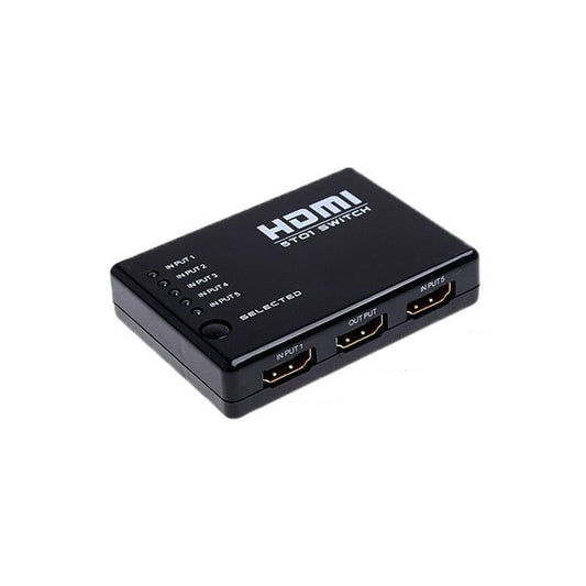 Mini 5-Port 1080P HDMI Switch and Splitter with IR Remote Control